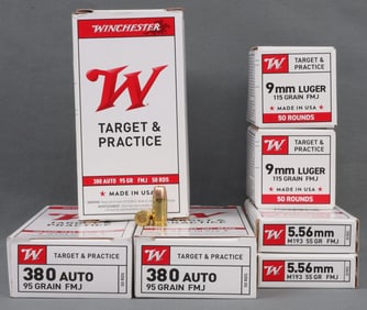 WINCHESTER 9MM 556MM AND 380 AUTO AMMO LOT