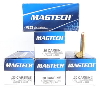 250 ROUNDS .30 CARBINE 110GR FMJ MAGTECH AMMO
