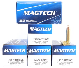 250 ROUNDS .30 CARBINE 110GR FMJ MAGTECH AMMO