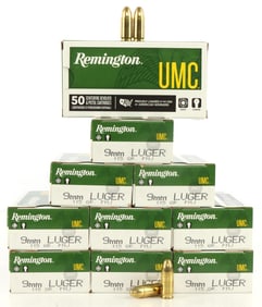 500 RDS REMINGTON UMB 9MM LUGER 115 GR FMJ AMMO