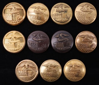 11 BUTTON LOT 1846 CORP ENGINEERS ALBERTS EG 6 8 9