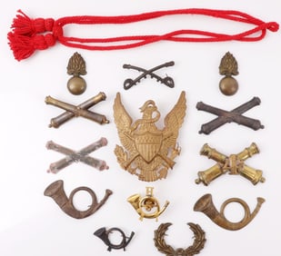 US CIVIL WAR INDIAN WARS CAP BADGE & CORD LOT 14