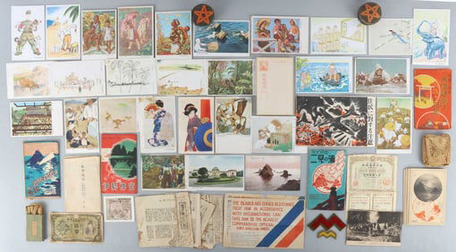 LOT IMPERIAL & OCCUPIED JAPAN POSTCARDS PATCHES