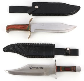 2 WHITE TAIL CUTLERY HANDMADE BOWIE KNIFE LOT