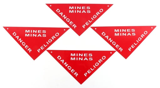 4 NAVAL MINE WARNING SIGN LOT GUANTANAMO BAY CUBA