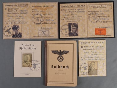 LOT OF 5 WWII GERMAN THIRD REICH AUSWEISS ID BOOKS