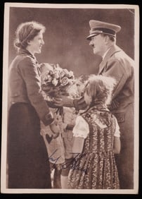 WWII GERMAN THIRD REICH HITLER SIGNED POSTCARD DS