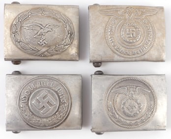 LOT OF 4 WWII GERMAN THIRD REICH BELT BUCKLES