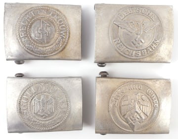LOT OF 4 WWII GERMAN THIRD REICH BELT BUCKLES