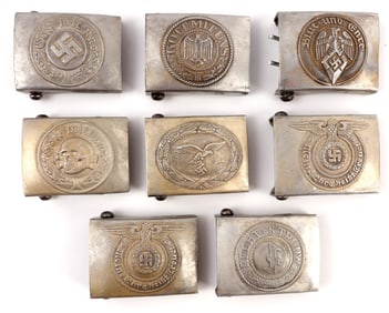 LOT OF 8 WWII GERMAN THIRD REICH BELT BUCKLES