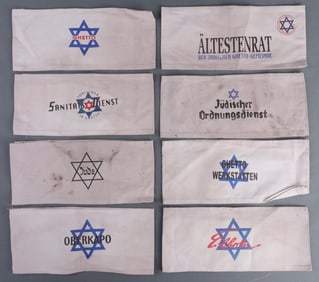 LOT OF 8 WWII THIRD REICH JEWISH GHETTO ARMBANDS