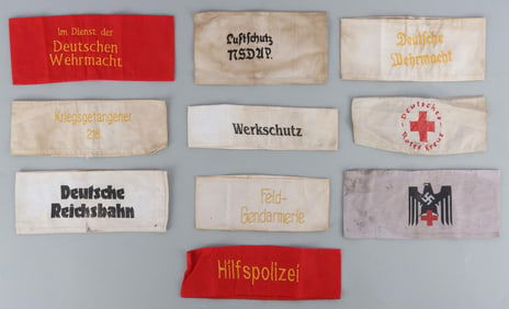 LOT OF 10 WWII GERMAN THIRD REICH ARMBANDS