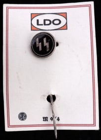 WWII GERMAN THIRD REICH SS STICK PIN IN LDO CARD