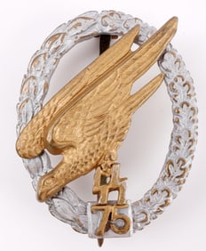 WWII GERMAN PARACHUTIST 75 ASSAULT BADGE