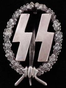 WWII GERMAN DUTCH SS MARKED SILVER SPORTS BADGE