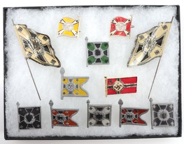 WWII GERMAN WHW REGIMENTAL TOKEN PINS LOT OF 12