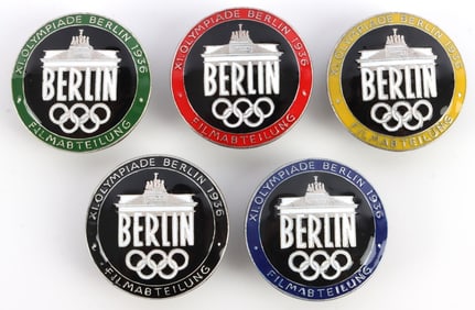 5 WWII THIRD REICH 1936 OLYMPIA RIEFENSTAHL BADGES