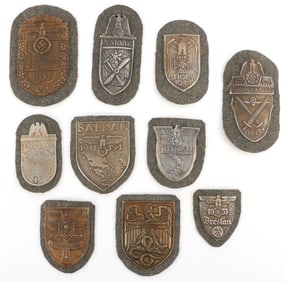 LOT OF 10 WWII GERMAN THIRD REICH CAMPAIGN SHIELDS