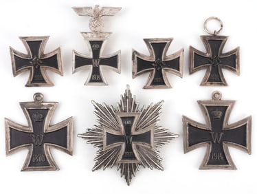 LOT OF 7 WWII & WWII GERMAN REICH IRON CROSSES