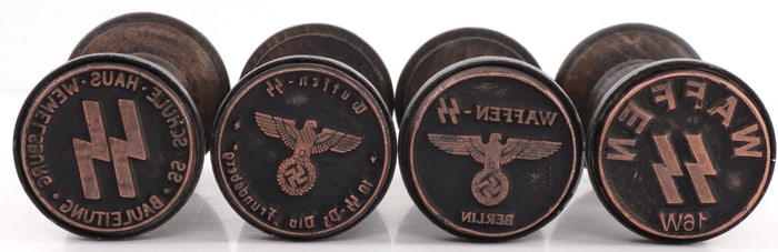 LOT OF 4 WWII THIRD REICH HAND STAMPS WAFFEN SS