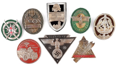 LOT OF 8 WWII GERMAN THIRD REICH PLAQUES & SHIELDS