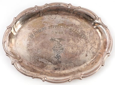 WWII THIRD REICH SILVER SWASTIKA ZEPPELIN PLATTER