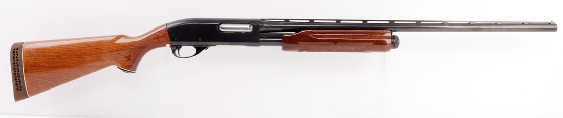 REMINGTON MODEL 870 WINGMASTER 20GA PUMP SHOTGUN: Remington Model 870 Wingmaster pump-action shotgun, 20 gauge, 2-3/4 chamber, improved cylinder choke. 25.5-inch barrel. Full length ventilated rib with bead sight. Blued finish with high gloss checker