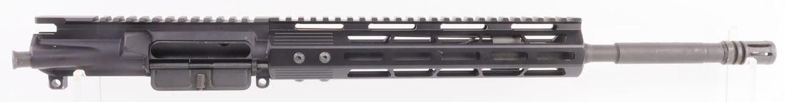 AR-15 UPPER RECEIVER 5.56 NATO 16IN BBL 1:8 TWIST: Carbine-length AR-15 flat top upper receiver. T-marked rail. No apparent forge markings. Barrel 16 inches, marked "5.56 NATO 1:8." Forward assist, dust cover, gas tube, hand guard and muzzle brake ins