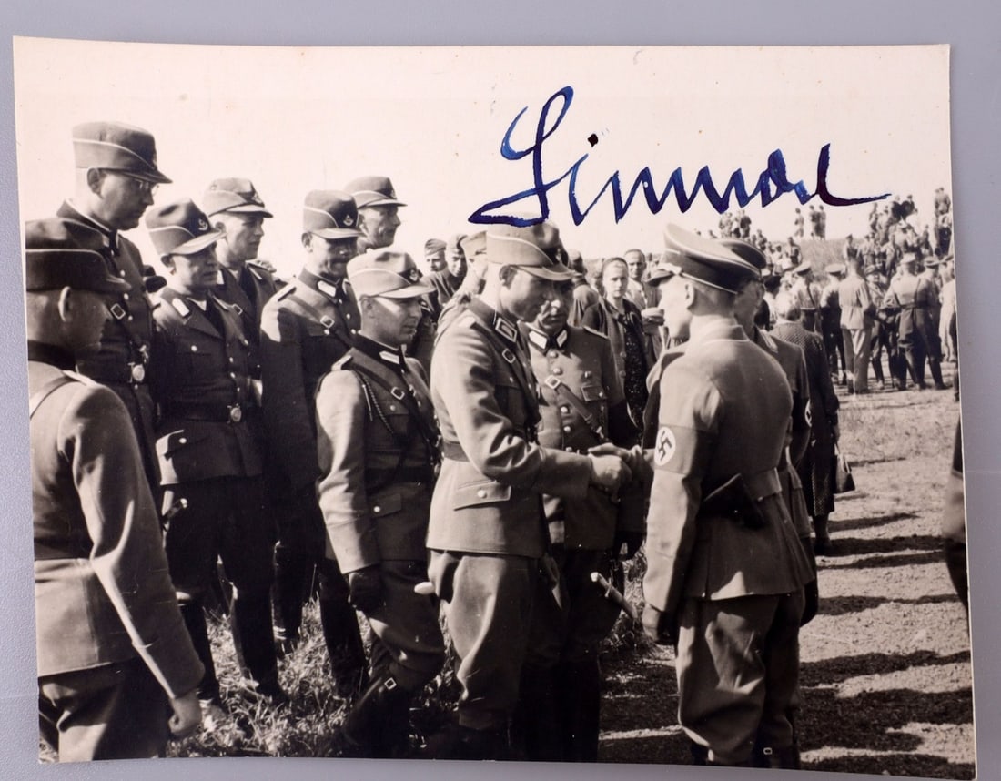 WWII GERMAN THIRD REICH GUSTAV SIMON AUTOGRAPH: Photograph of occupied Luxembourg gauleiter Gustav Simon. Bears the signature 'Simon' on top corner. 4.5 X 3.5 inches. Very good condition.