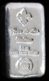 10 OZT .999 FINE SILVER BULLION BAR FLEUR DE LIS