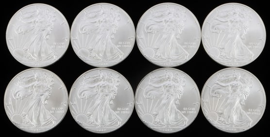 8 2012 SILVER 1 OZT OUNCE AMERICAN EAGLE BU COINS