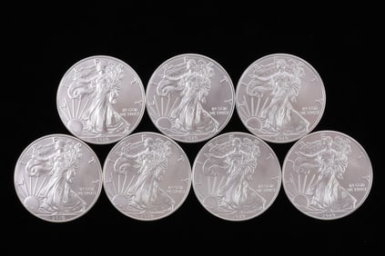 LOT 7 2019 SILVER AMERICAN EAGLE 1 OZT OUNCE COINS