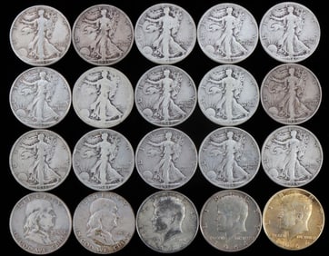 $10 FACE VALUE 90% SILVER U.S HALF DOLLAR COIN LOT