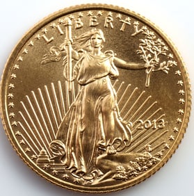 2013 GOLD 1/10 OZT OUNCE AMERICAN EAGLE BU COIN