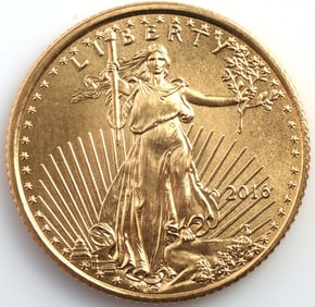 2016 GOLD 1/10 OZT OUNCE AMERICAN EAGLE BU COIN