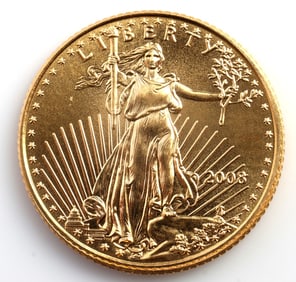 2008 GOLD 1/10 OZT OUNCE AMERICAN EAGLE BU COIN