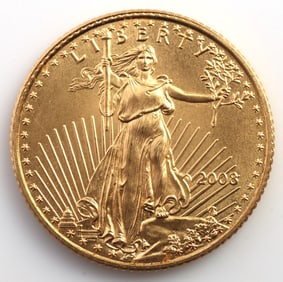 2008 GOLD 1/10 OZT OUNCE AMERICAN EAGLE BU COIN