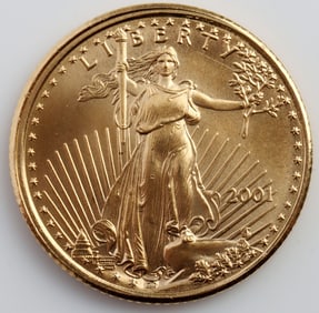 2001 GOLD 1/10 OZT OUNCE AMERICAN EAGLE BU COIN