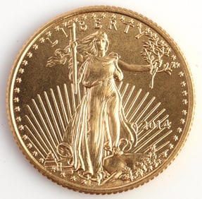 2014 GOLD 1/10 OZT OUNCE AMERICAN EAGLE BU COIN