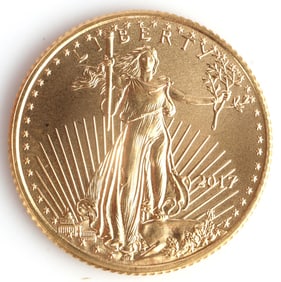 2017 GOLD 1/10 OZT OUNCE AMERICAN EAGLE BU COIN