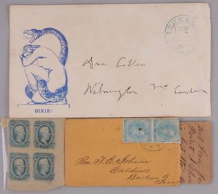 CIVIL WAR STAMP & COVER LOT CSA SCOTT #9 4 BLOCK