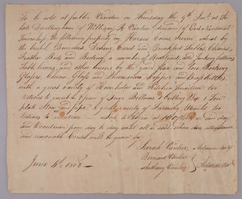 1808 ESTATE INVENTORY SON OF CONTINENTAL ARMY CAPT