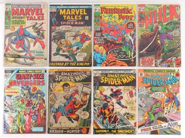 LOT OF 8 CLASSIC MARVEL COMIC BOOKS SPIDERMAN HULK
