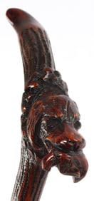 ANTIQUE CARVED WOOD DOG MOTIF WALKING STICK CANE