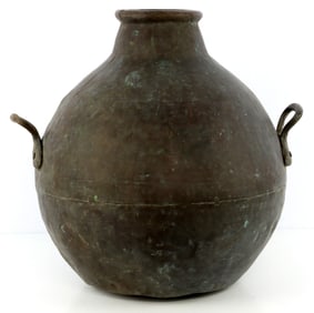 LARGE EASTERN DOVETAILED HAMMERED COPPER VESSEL