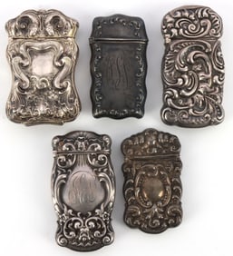 5 STERLING SILVER MATCH SAFE VESTA BOX LOT