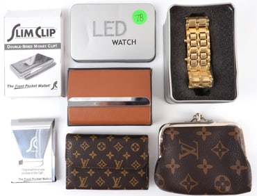 FRONT POCKET WALLET LED WATCH COIN PURSE LOT