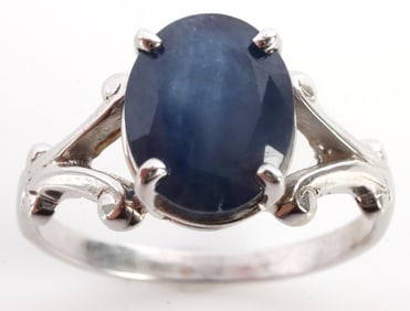 14K BLUE SAPPHIRE WHITE GOLD SIZE 8 1/4 RING
