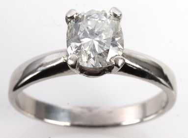 1.3 CARAT CUSHION CUT DIAMOND RING IN PLATINUM