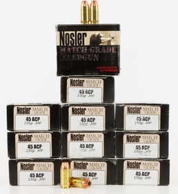 220RDS .45 ACP 230GR JHP NOSLER MATCH GRADE AMMO